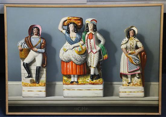 § Frederick Clifford Harrison (1901-1984) Staffordshire figures 16.75 x 24in.